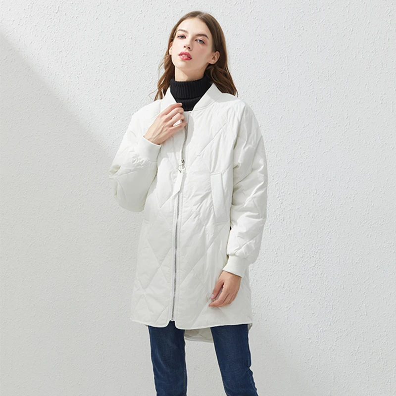 

Trendy Winter Stand Collar Long Jacket Women Ultra Light White Duck Down Coat Oversize Puffer Parkas Slim Warm Snow Outwear