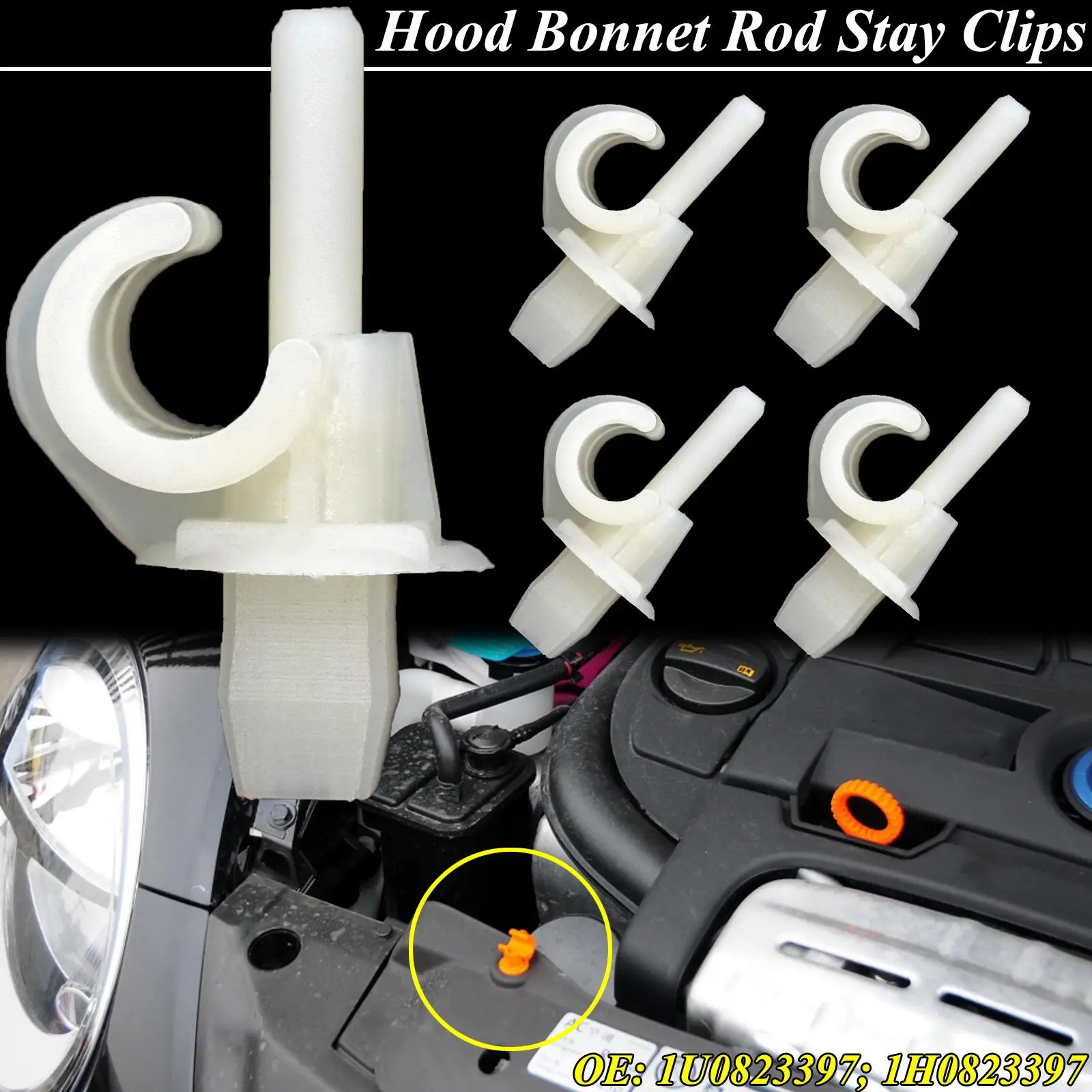 5x для VW Golf Jetta Sharan Beetle Polo Crafter Passat Hood Rod Support Prop Clip Clamp 1U0823397 | Автомобили и мотоциклы