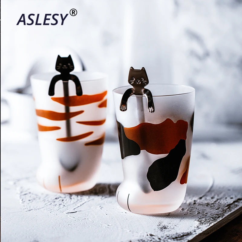 

Cat Claw Cup Coffee Mug Frosted Glass Tumbler Drinkware Breakfast Milk Tea Juice Creative Household Cups Kids Couples Girls Gift