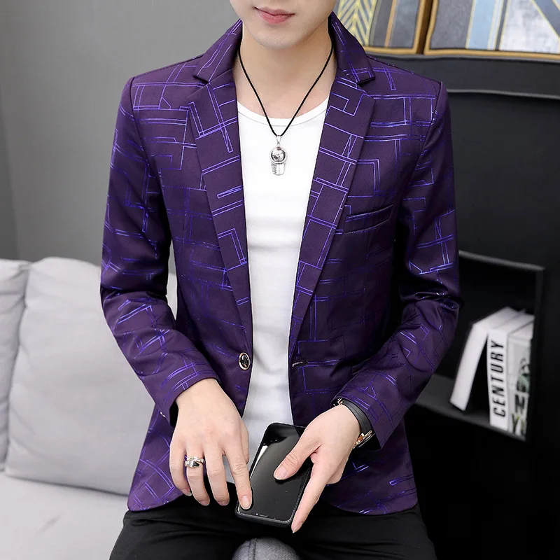 

Новинка весна-осень 2021, мужской повседневный приталенный деловой костюм в клетку, блейзеры, куртка, пальто