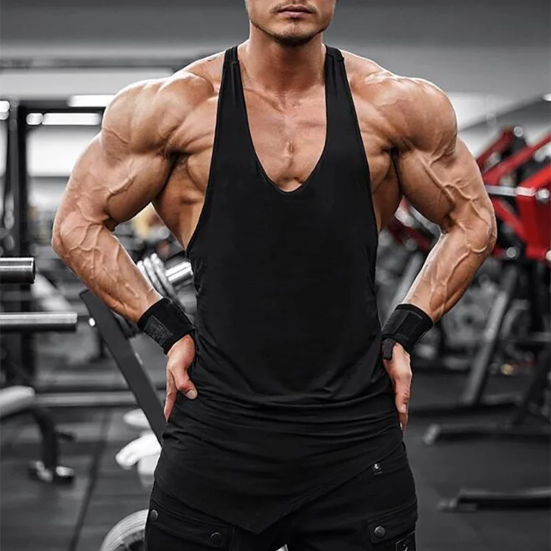 Бренд Muscleguys одежда летний топ на бретелях для мужчин фитнес спортивные костюмы