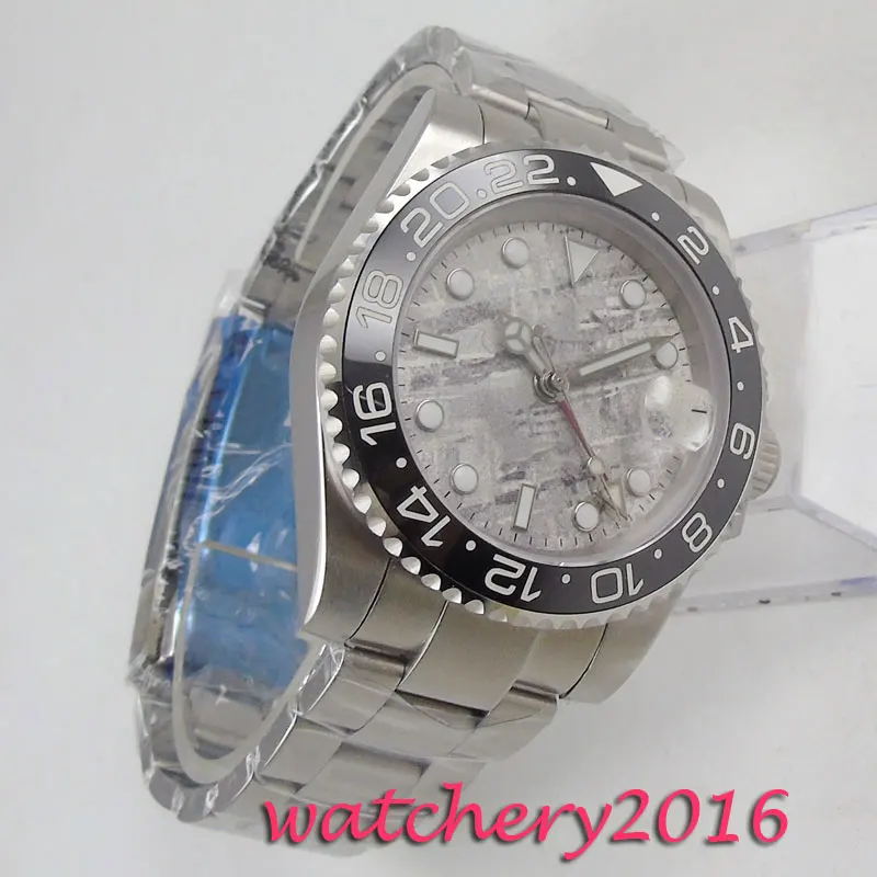 

40mm BLIGER sterile gray dial GMT date sapphire glass automatic men's watch