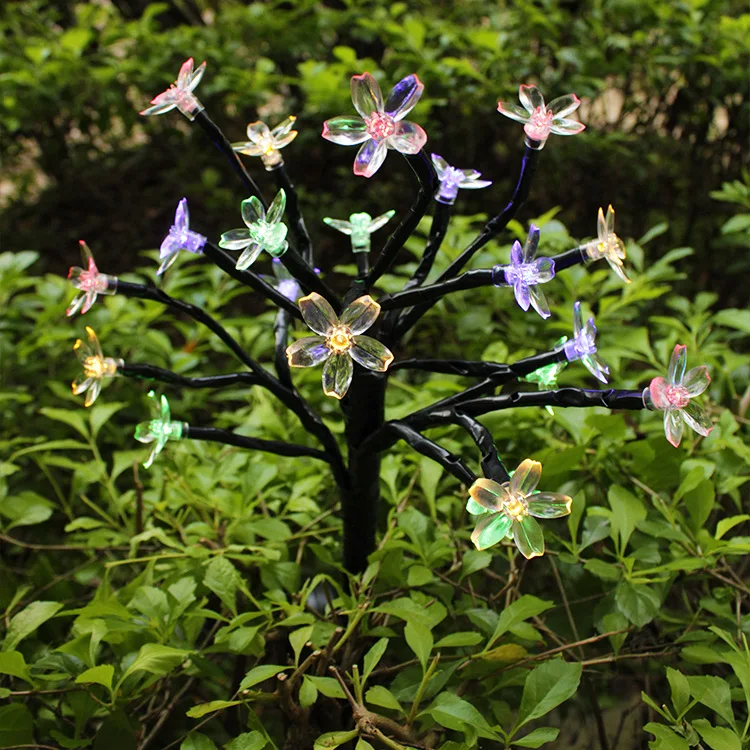 구매 야외 태양 LED 색상 변경 벚꽃 잔디 지상 램프, 안뜰 테라스 장식 램프 야외 태양 빛