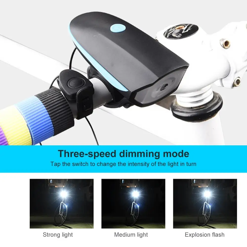 

2 IN 1 LED Bike Light with Electric Bell trembler buzzers horn switch Cycling Bicycle Lamp Battery Built-in USB Charging