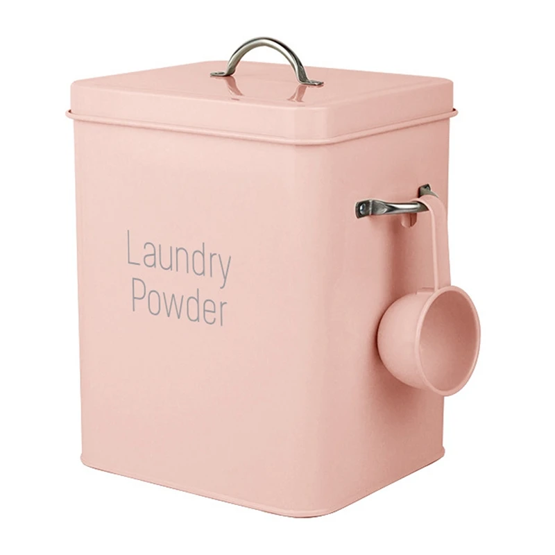 

Beautiful Powder Coating Metal Zinc Laundry Powder Boxes Storage with Scoop