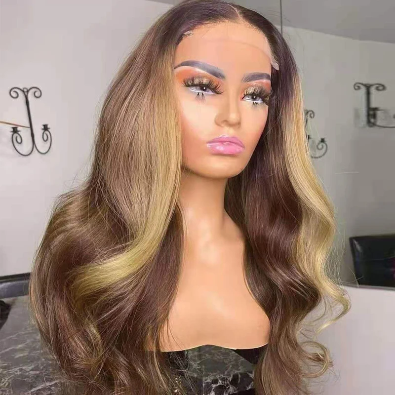 

Highlight 4/27 Lace Front Wigs Pre Plucked 13x4 Lace Front Human Hair Wigs 180% Density Virgin Brazilian Hair Wigs for Woman