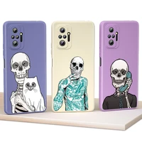 fashion skull for xiaomi redmi note 11 10 10s 10t 9 9s 9t 8 8t 7 7s 6 5 pro max plus 5g liquid silicone phone case