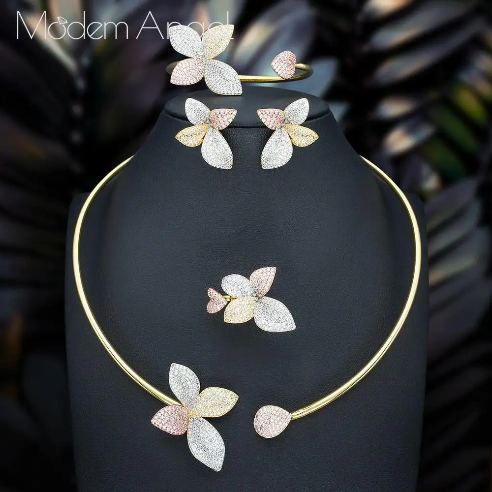 Женский браслет с цветком и фианитом ModemAngel вечерние браслеты ожерелье серьги