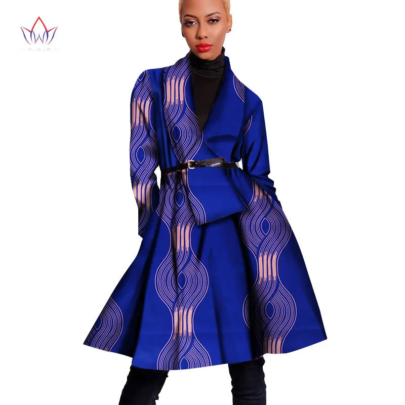 Autumn African Print Women Coat Dashiki Long Jacket Bazin Riche Loose Trench Clothes for WY1622 |