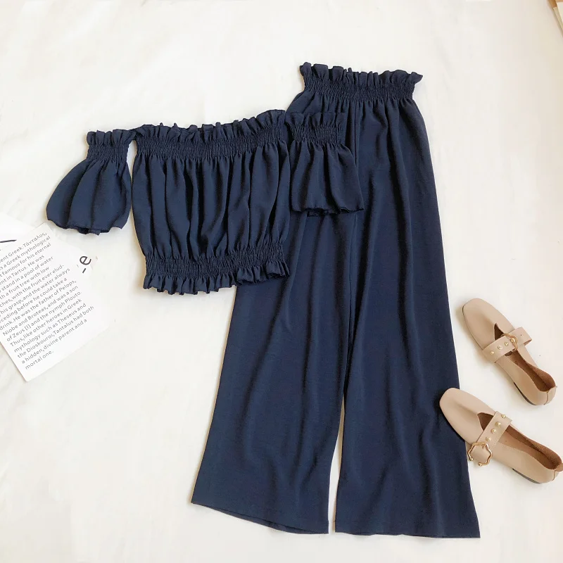 Женский повседневный комплект из двух предметов с открытыми плечами