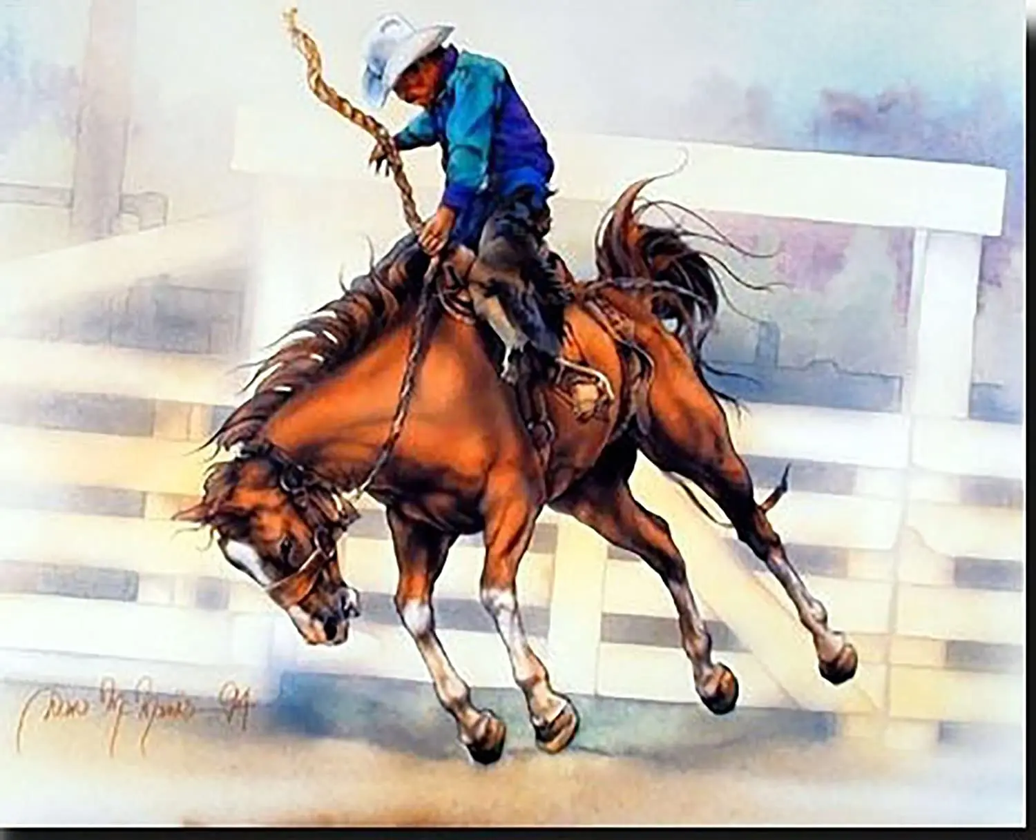 

Western Wall Decor Rodeo Cowboy Horse Animal 16x20 Four Set Art Print Poster