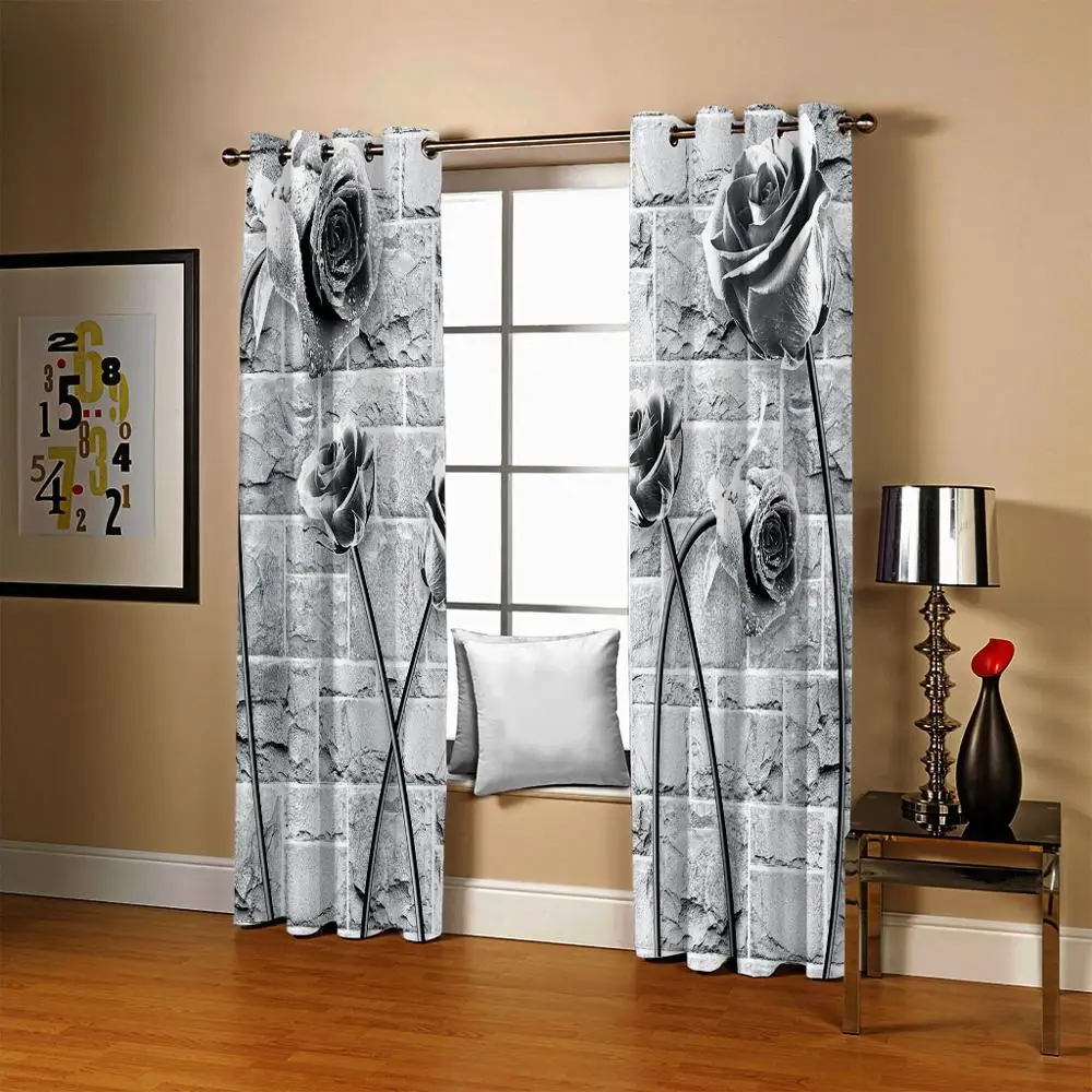 Серые занавески s розовые Индивидуальный размер роскошные затемняющие 3D для