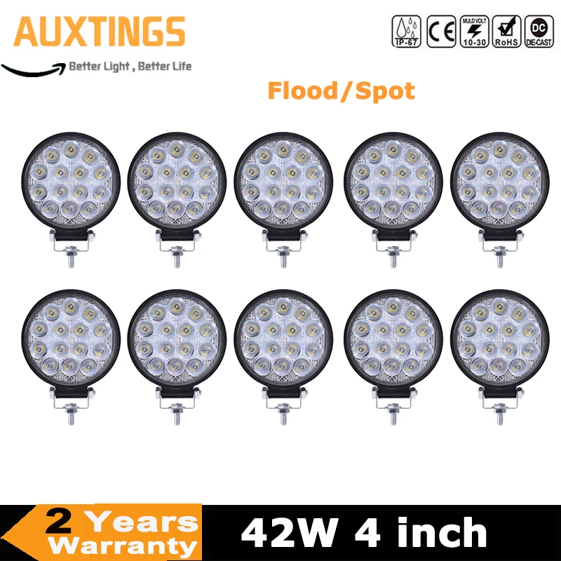 10 шт. 42 Вт светодиодная фара рабосветильник света 4-дюймовый прожектор автомобиля