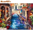 Алмазная картина RUOPOTY, искусство, квадратные стразы, вышивка, город Венеция, вышивка крестиком, украшение для дома