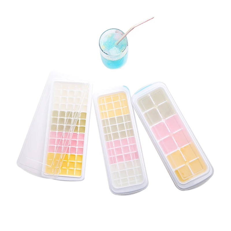 

Plastic ice tray with lid large ice box quick-frozen ice cube mold whiskey edible square icing mold