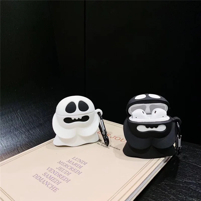 Для Apple AirPods Earpods чехол 3D милый мультфильм Забавный Призрак череп беспроводные