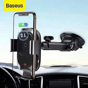 baseus 10w wireless charger auto car phone holder for iphone 12 11 pro xs max xr car phone satnd for 4 6 5 inch smartphone free global shipping