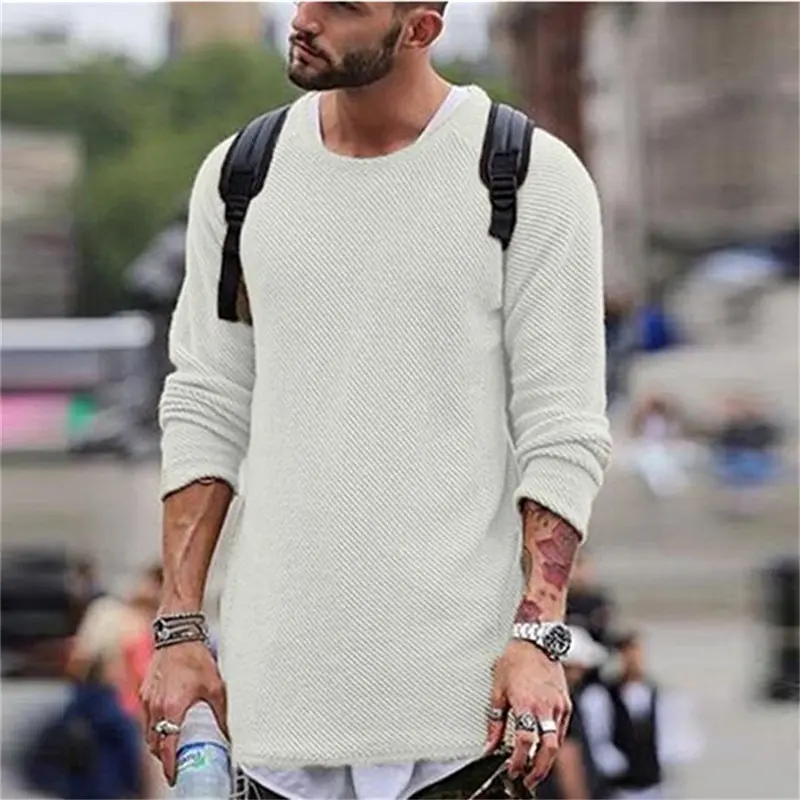 

2020 Casual Men's Sweater O-Neck Solid Color Loose Fit Knittwear Autumn Winter Mens Sweaters Pullovers Pullover Bottoming Shirt