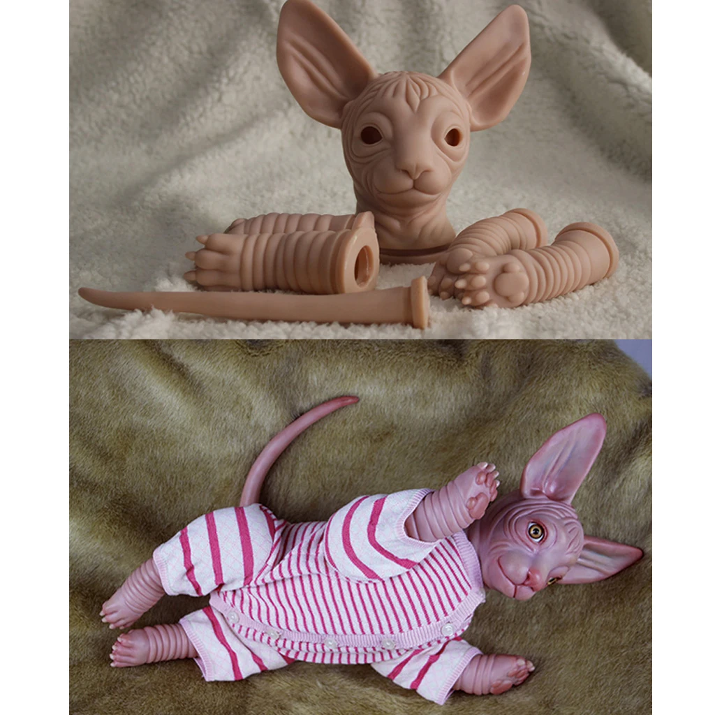 Реалистичный силиконовый реборн 18 дюймов наборы Сфинкс кошка и одежда