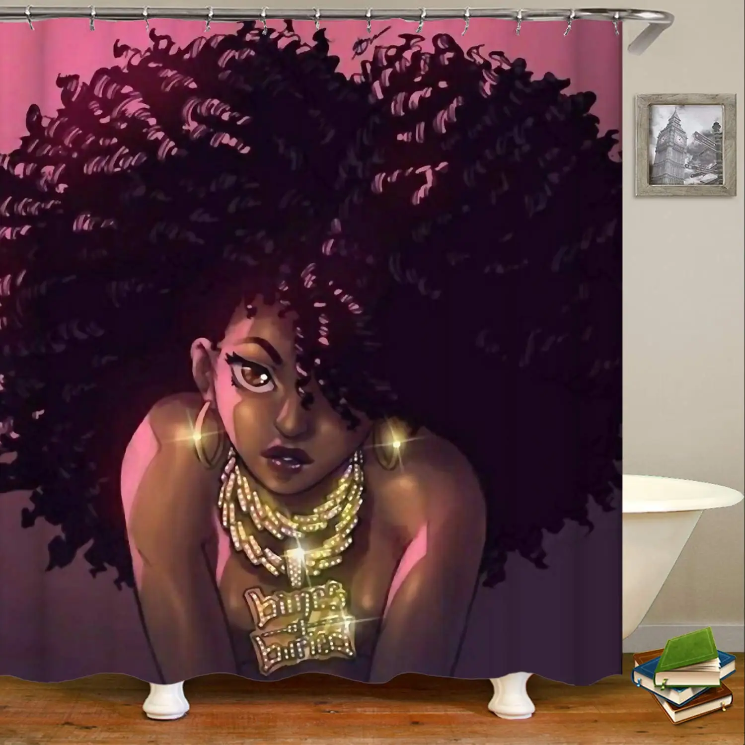 Африканская американская Женская занавеска для ванной из водонепроницаемой