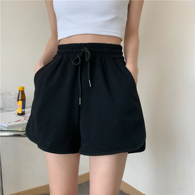 Шорты женские повседневные однотонные с высокой талией модные Универсальные