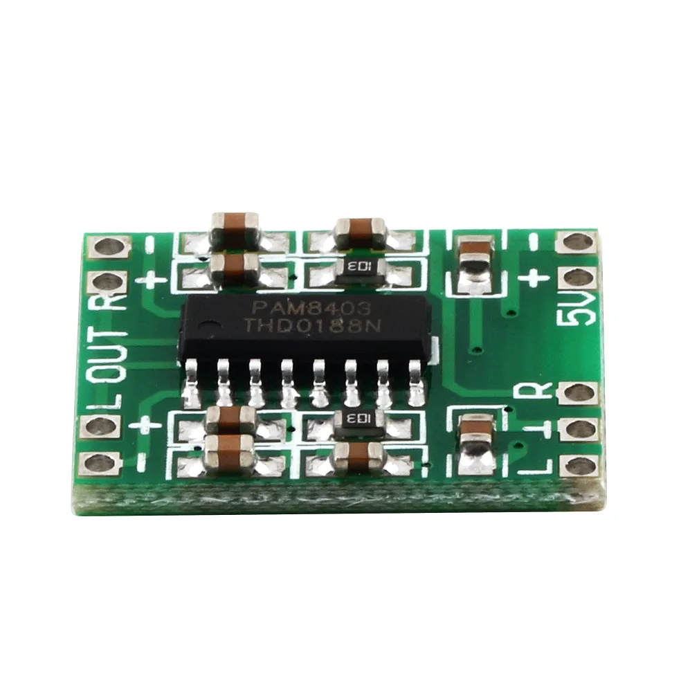 

Green PAM8403 Super Mini Digital Amplifier Board 3W Class D Digital 2.5V To 5V Power Amplifier Board Efficient hot new