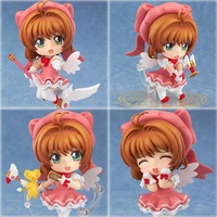 10cm anime kinomoto sakura action figure pvc movable changeable face exchangeable equipment q version model doll toy for gifts