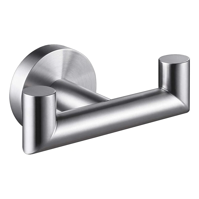 

Bathroom Double Hook, Bath Towel Holder, Coat Purse Hanger, Hand Towel Rack, Double Robe Towel Hook for Wall, Brushed