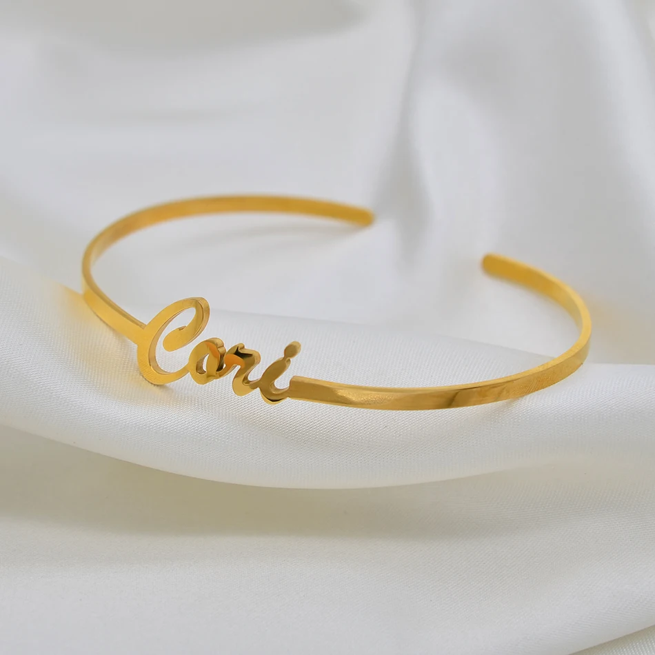 

Anniyo Customize Bangle Baby Kids Women Girls ,Personalized Name Cuff Bracelets Jewelry Stainless Steel Birthday Gifts #161121