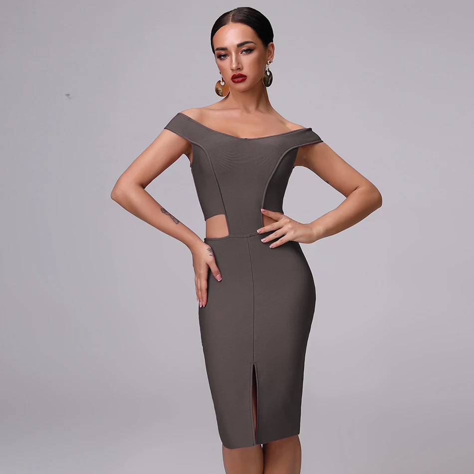 nova moda de alta qualidade cinza roxo сексуальное Бандажное платье без бретелек oco celebridade vestido apertado
