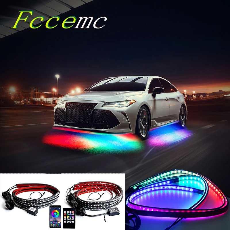 

FCCEMC Remote Control APP Bluetoot RGB LED Strip Under Car Tube Underglow Underbody System Neon Light DC12V IP65 5050 SMD