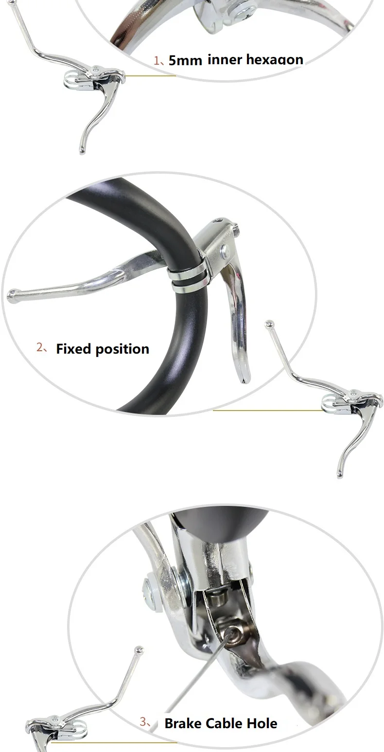 Retro Bicycle Double Brake Lever 22.2mm Racing Bike Brake Lever Road Handlebar/Bent Bar Bike Parts Cycling Black/Silver DC165