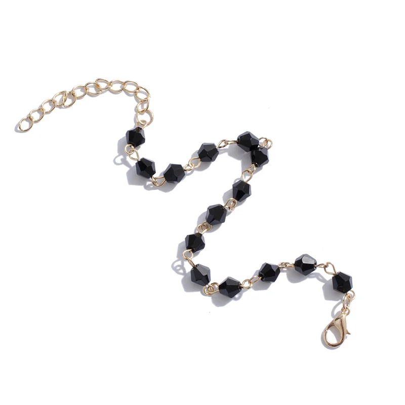 Женские панковские браслеты Sindlan черные с бусинами на щиколотке для девушек