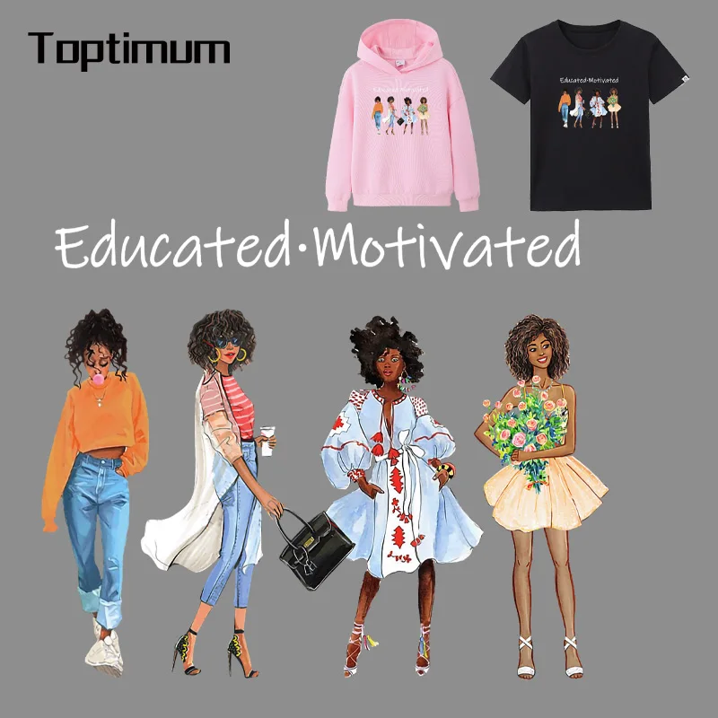 Модные черные женские нашивки в стиле принцессы афро для одежды термонаклейки с