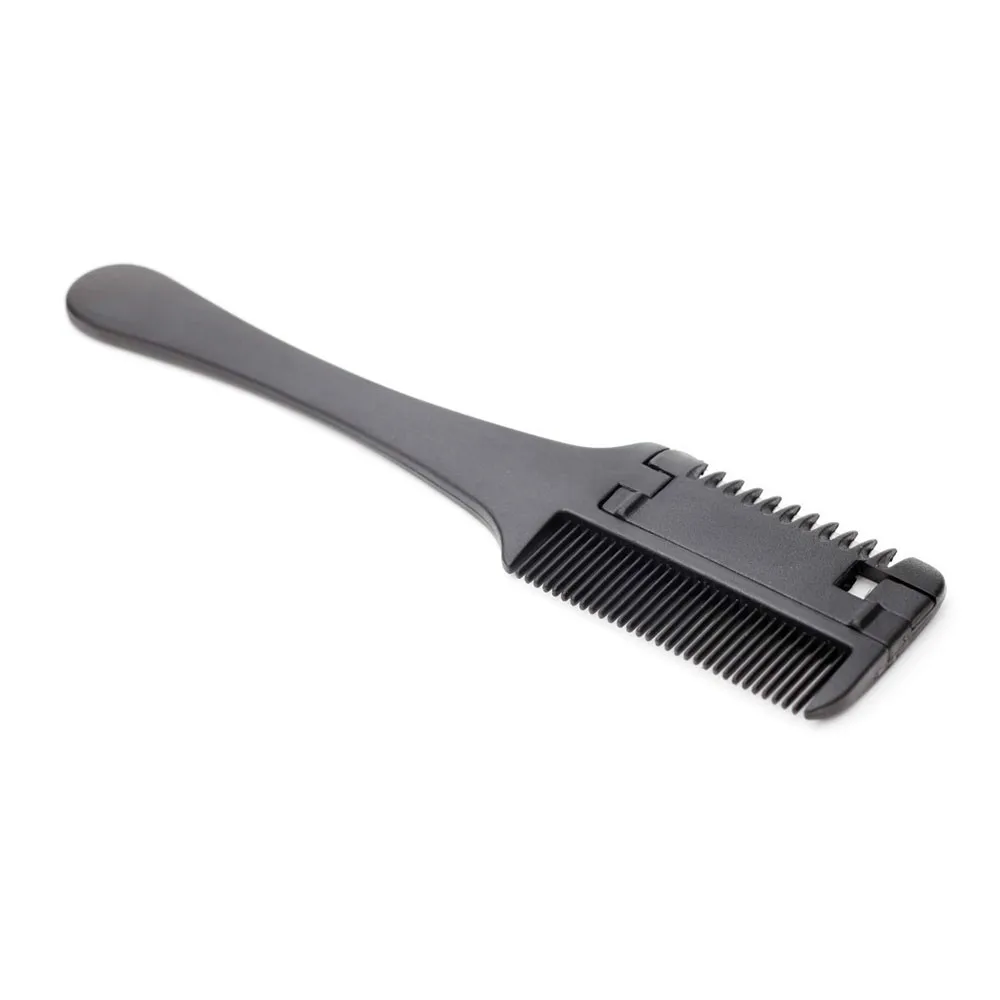 

1pcs Hair Cutting Comb Black Plastic Handle Hair Razor Cutting DIY Thinning Trimmer Hair Styling Comb With Blades