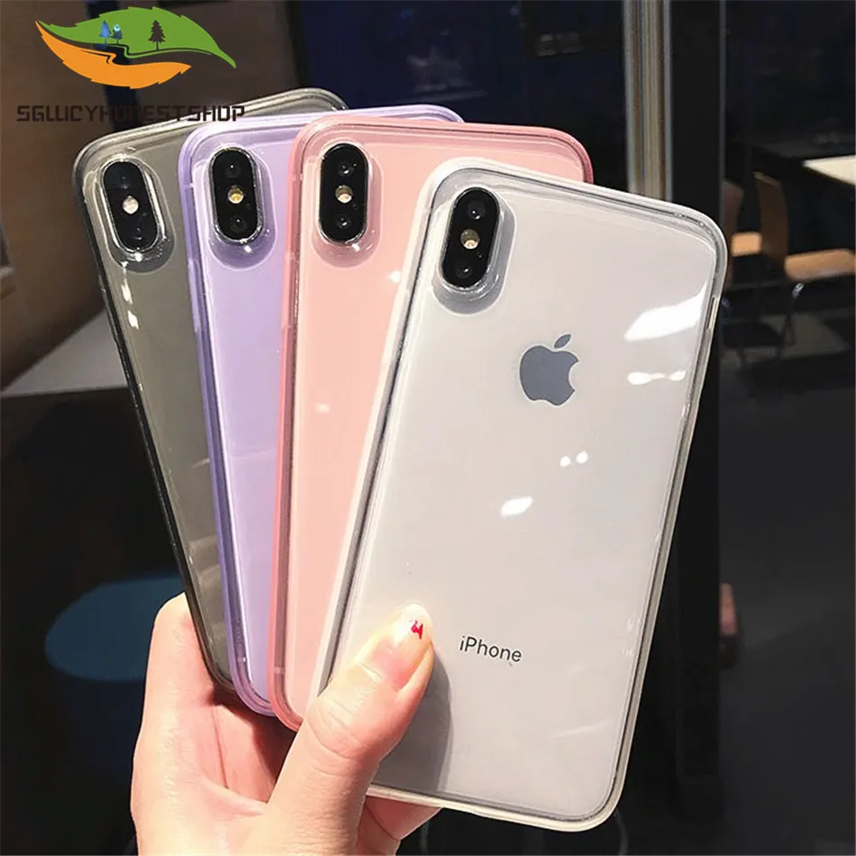 Прозрачный противоударный чехол SGlucy с рамкой для iPhone 11 Pro Max XR XS 6 6S 7 8 Plus X мягкая