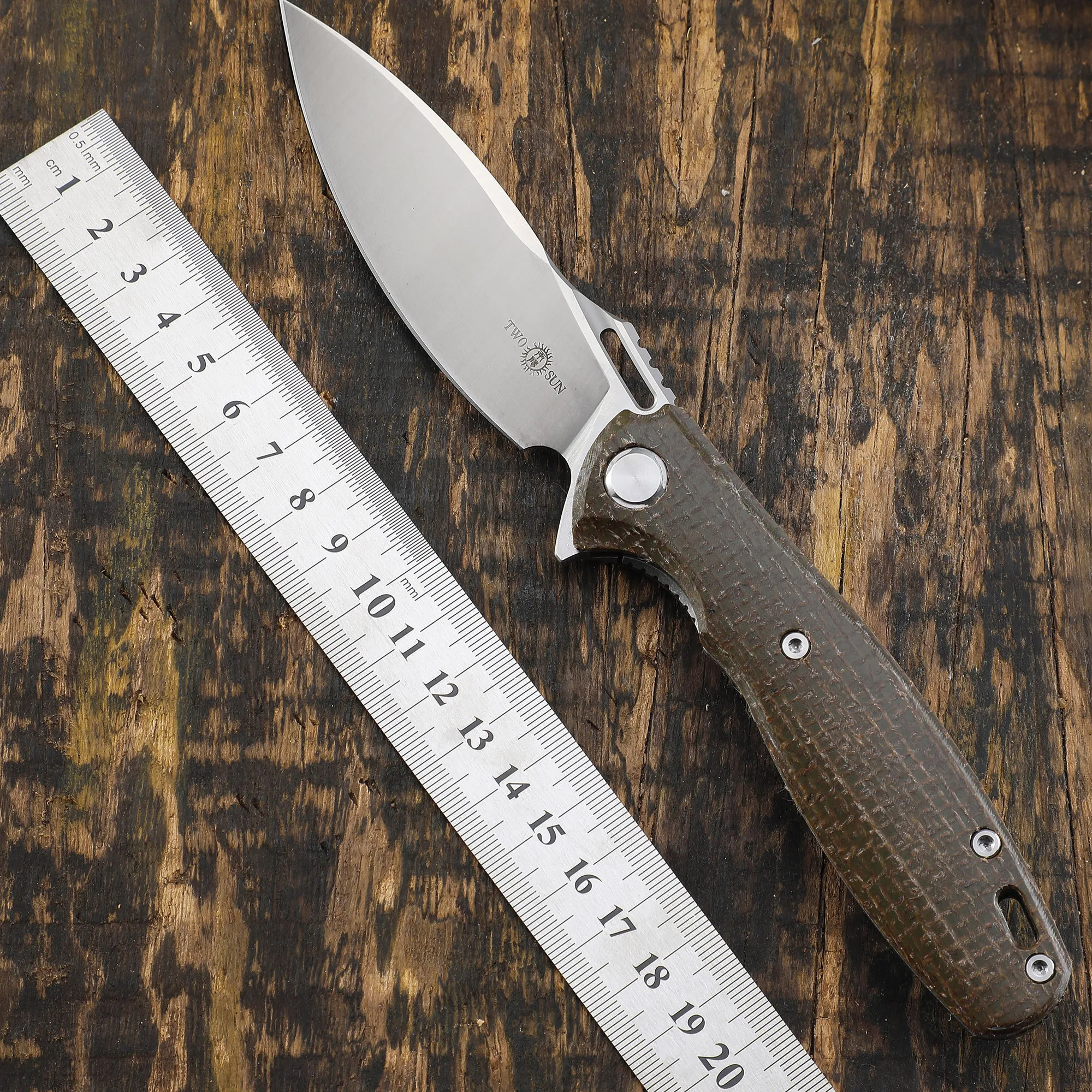 Складной карманный нож TWOSUN TS162 D2 со стальным лезвием KVT керамика шарикоподшипники