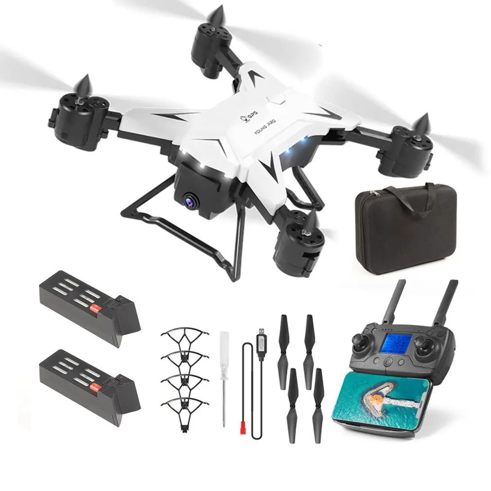 White 2 Battery Дрон gps KY601G 4k Дрон HD 5G wifi FPV Дрон полёт 20 минут Квадрокоптер дистанционное управление расстояние 2 км Дрон камера - Цвет: White 2 Battery