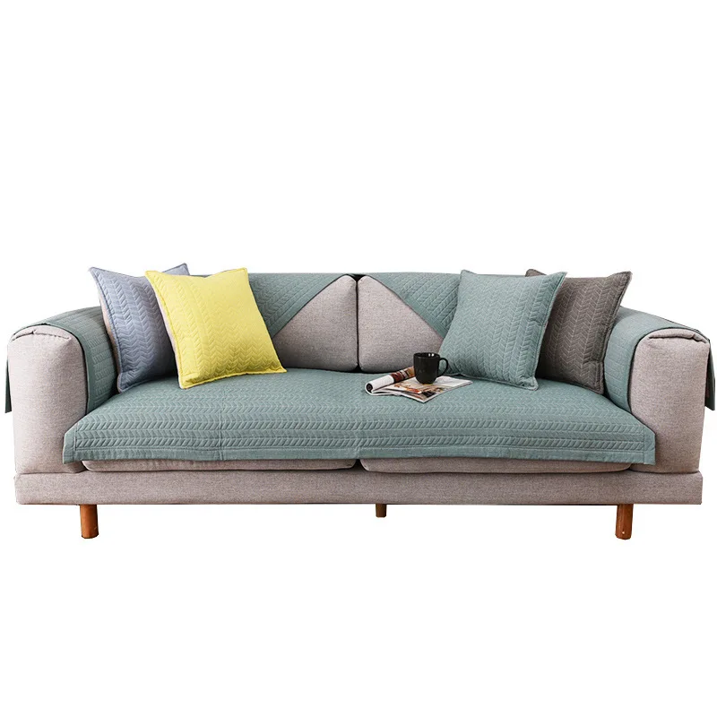 

New Cotton Sofa Towel For Living Room Solid Color Dirt-proof Sofa Cover Elastic Protect Mat Anti-dirty Non-slip Couch Slipcover