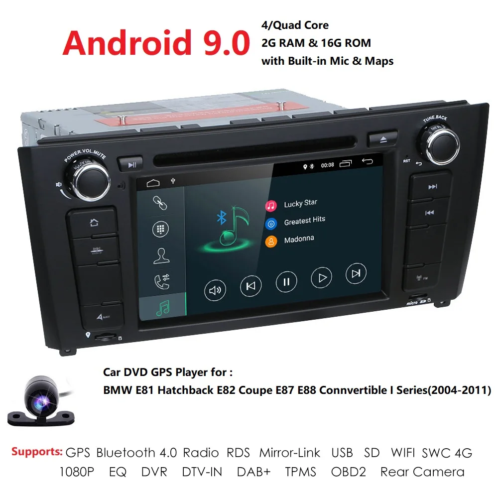7 &quot1 Din Android 9 0 четырехъядерный автомобильный Радио gps Navi dvd плеер для BMW 1 серия E81 E82