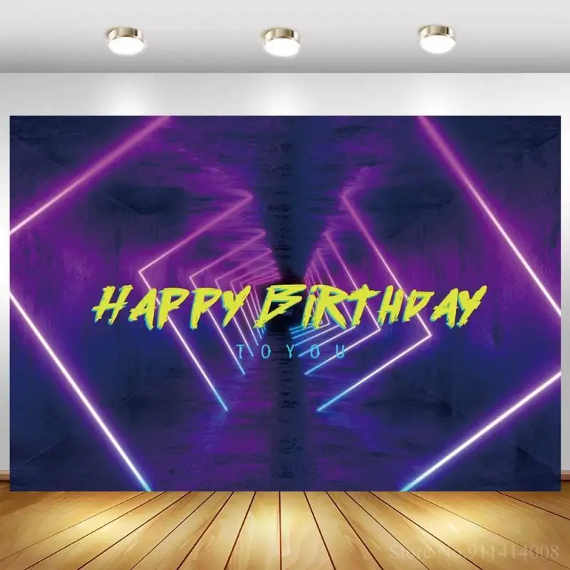 Флуоресцентный задний фон для фотосъемки с днем рождения вас темно-фиолетовые