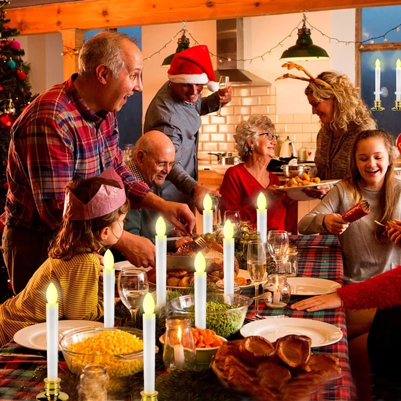 

Светодиодные витрины на 5/8/12 пар, электрические рождественские свечи для окон, на батарейках, украшение для дома, свадьбы, дня рождения