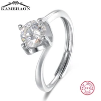 genuine 925 sterling silver open adjustable moissanite finger rings jewerly luxury engagement wedding rings for women