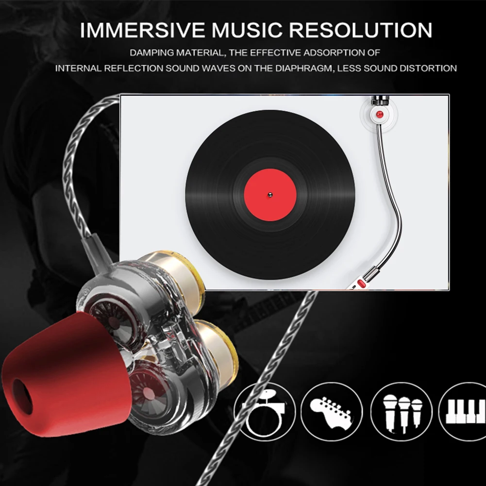 QKZ KD7 наушники двойной драйвер спортивные с микрофоном ушной крючок 3 5 мм разъем