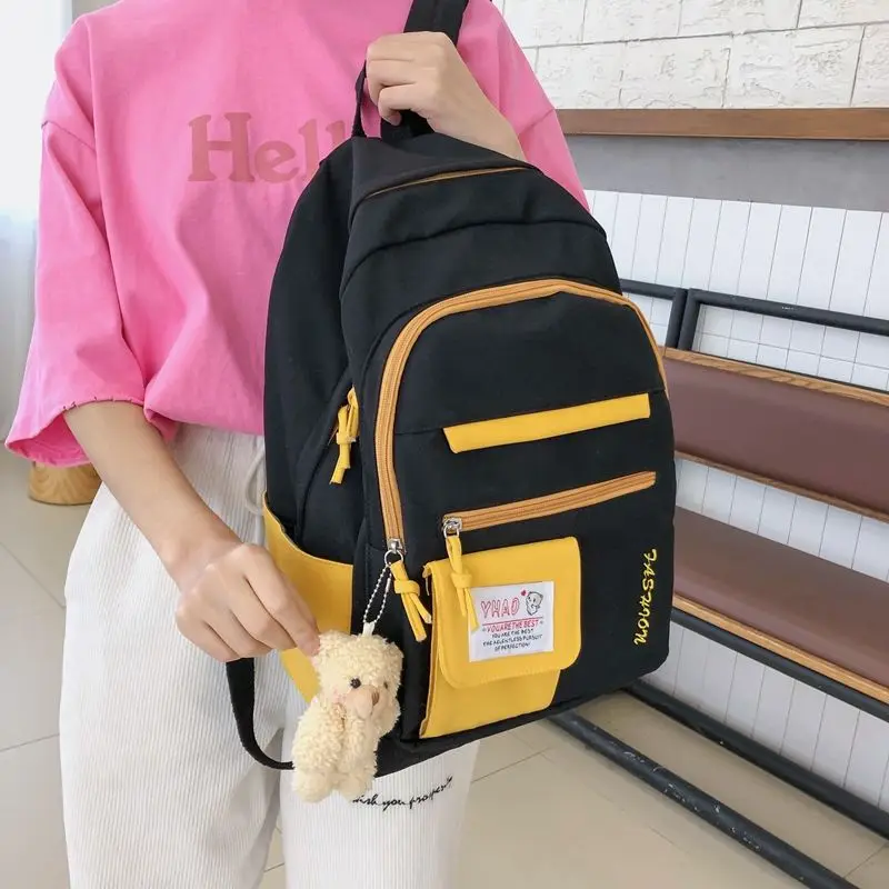 Модная школьная сумка с панелями для девочек-подростков рюкзак учащихся младшей