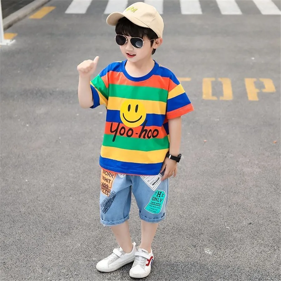 Летние комплекты одежды для мальчиков Детские наряды футболка + штаны детский