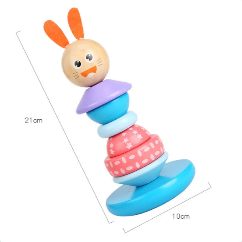 

Wooden Montessori Educational Toys Animal Rainbow Set Tower Tumbler Hand-eye Coordination Creative Decoration Building Block Toy