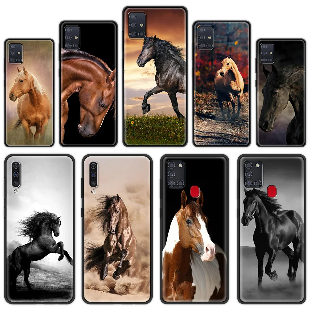 

Silicone Soft TPU Shell for Samsung Galaxy A10 A50 A70 A40 Luxury Phone Case A10S A20 A20E A30S Cover Running Horse