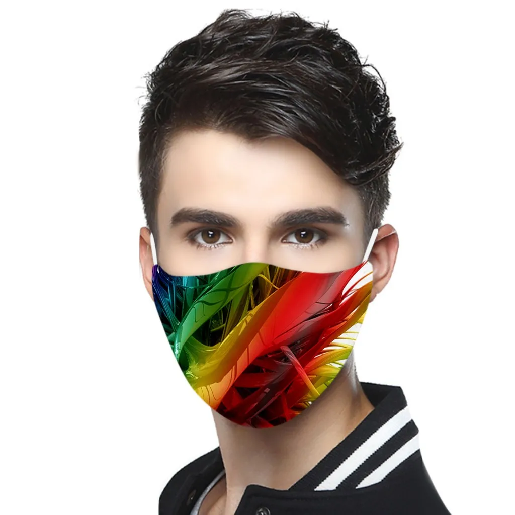 Взрослая модная шикарная 3D печать маска для лица моющаяся и многоразовая дышащая