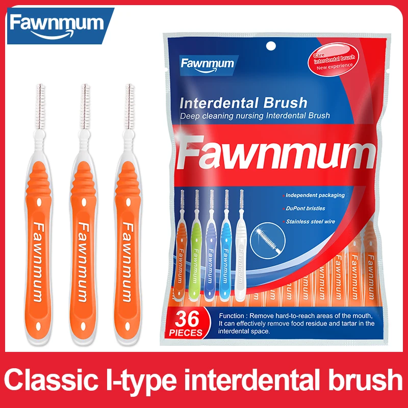 

Fawnmum 36Pcs/Set I-shape Interdental Brush Push-Pull Toothpicks Clean Teeth Brushes Braces Dental tool orthodontic Toothbrush